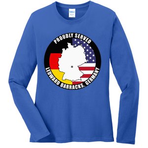 Proudly Served Ledward Barracks Germany Military Veteran Ladies Long Sleeve Shirt