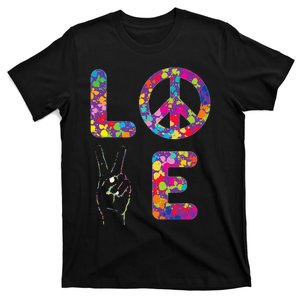 Peace Sign Love 60s 70s Tie Dye Hippie T-Shirt