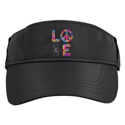 Peace Sign Love 60s 70s Tie Dye Hippie Adult Drive Performance Visor