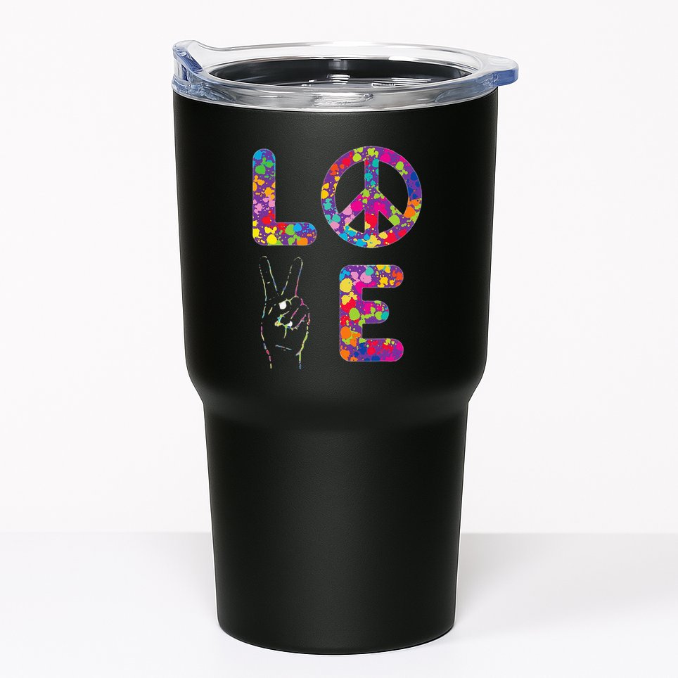 Peace Sign Love 60s 70s Tie Dye Hippie Tumbler