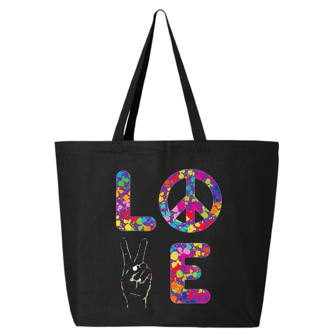 Peace Sign Love 60s 70s Tie Dye Hippie 25L Jumbo Tote