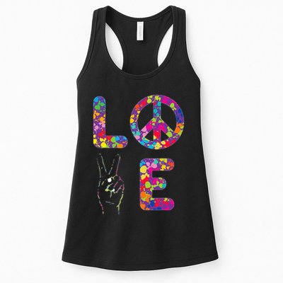 Peace Sign Love 60s 70s Tie Dye Hippie Womens Tank Top