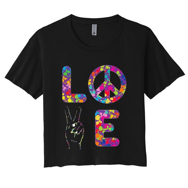 Peace Sign Love 60s 70s Tie Dye Hippie Crop Top