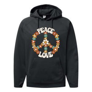 Peace Sign Love 60s 70s Costume Groovy Hippie Theme Party Performance Fleece Hoodie