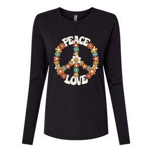 Peace Sign Love 60s 70s Costume Groovy Hippie Theme Party Womens Cotton Relaxed Long Sleeve T-Shirt