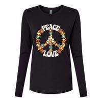 Peace Sign Love 60s 70s Costume Groovy Hippie Theme Party Womens Cotton Relaxed Long Sleeve T-Shirt