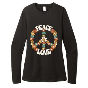 Peace Sign Love 60s 70s Costume Groovy Hippie Theme Party Womens CVC Long Sleeve Shirt