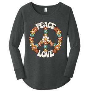 Peace Sign Love 60s 70s Costume Groovy Hippie Theme Party Women's Perfect Tri Tunic Long Sleeve Shirt