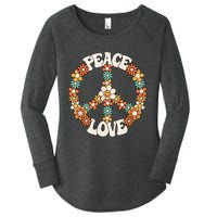 Peace Sign Love 60s 70s Costume Groovy Hippie Theme Party Women's Perfect Tri Tunic Long Sleeve Shirt