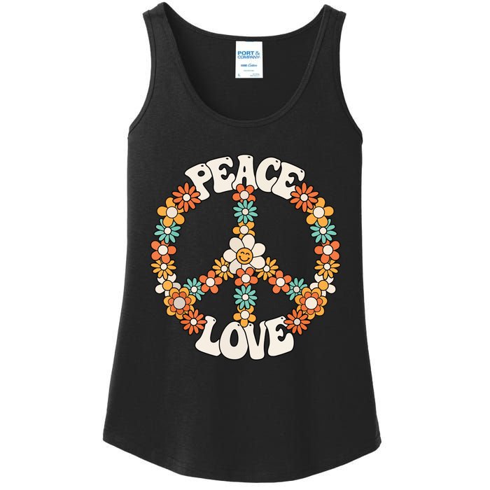 Peace Sign Love 60s 70s Costume Groovy Hippie Theme Party Ladies Essential Tank