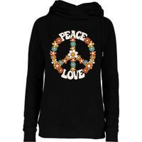 Peace Sign Love 60s 70s Costume Groovy Hippie Theme Party Womens Funnel Neck Pullover Hood