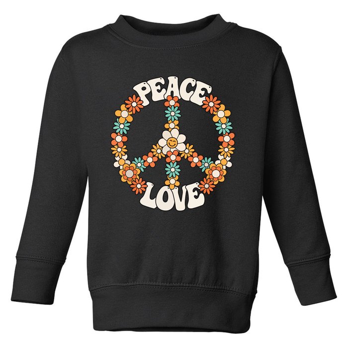 Peace Sign Love 60s 70s Costume Groovy Hippie Theme Party Toddler Sweatshirt