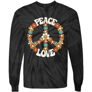 Peace Sign Love 60s 70s Costume Groovy Hippie Theme Party Tie-Dye Long Sleeve Shirt