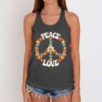 Peace Sign Love 60s 70s Costume Groovy Hippie Theme Party Women's Knotted Racerback Tank