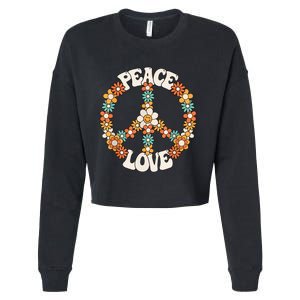 Peace Sign Love 60s 70s Costume Groovy Hippie Theme Party Cropped Pullover Crew