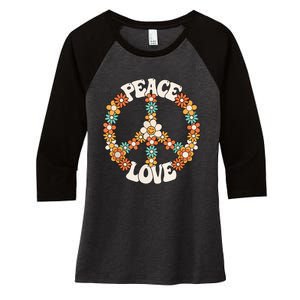 Peace Sign Love 60s 70s Costume Groovy Hippie Theme Party Women's Tri-Blend 3/4-Sleeve Raglan Shirt