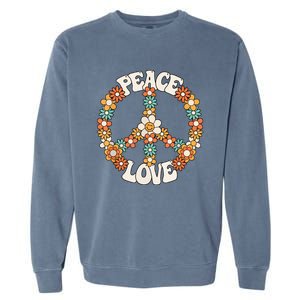 Peace Sign Love 60s 70s Costume Groovy Hippie Theme Party Garment-Dyed Sweatshirt