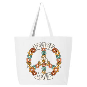 Peace Sign Love 60s 70s Costume Groovy Hippie Theme Party 25L Jumbo Tote