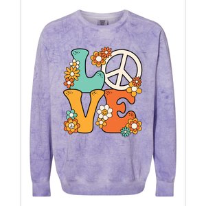 Peace Sign Love 60s 70s Costume Groovy Hippie Theme Party Colorblast Crewneck Sweatshirt