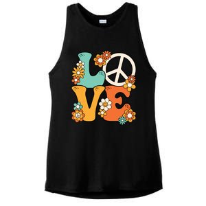 Peace Sign Love 60s 70s Costume Groovy Hippie Theme Party Ladies PosiCharge Tri-Blend Wicking Tank