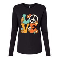 Peace Sign Love 60s 70s Costume Groovy Hippie Theme Party Womens Cotton Relaxed Long Sleeve T-Shirt