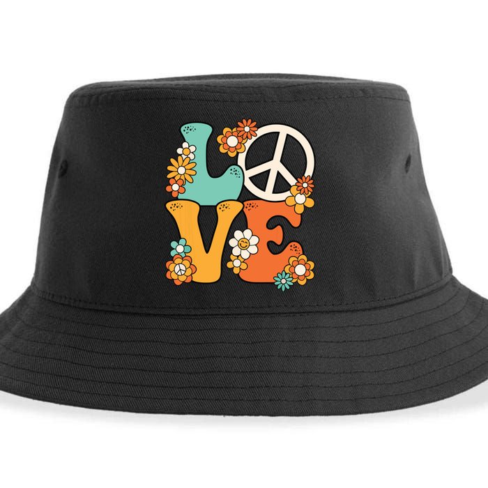 Peace Sign Love 60s 70s Costume Groovy Hippie Theme Party Sustainable Bucket Hat