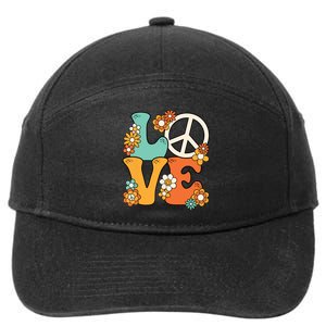 Peace Sign Love 60s 70s Costume Groovy Hippie Theme Party 7-Panel Snapback Hat