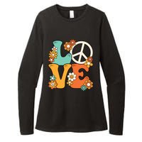 Peace Sign Love 60s 70s Costume Groovy Hippie Theme Party Womens CVC Long Sleeve Shirt