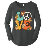 Peace Sign Love 60s 70s Costume Groovy Hippie Theme Party Women's Perfect Tri Tunic Long Sleeve Shirt