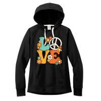 Peace Sign Love 60s 70s Costume Groovy Hippie Theme Party Women's Fleece Hoodie