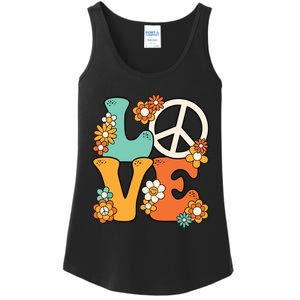 Peace Sign Love 60s 70s Costume Groovy Hippie Theme Party Ladies Essential Tank