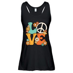 Peace Sign Love 60s 70s Costume Groovy Hippie Theme Party Ladies Essential Flowy Tank