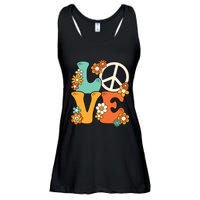 Peace Sign Love 60s 70s Costume Groovy Hippie Theme Party Ladies Essential Flowy Tank