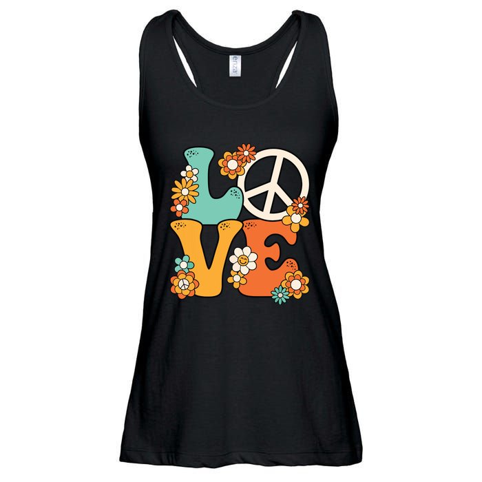 Peace Sign Love 60s 70s Costume Groovy Hippie Theme Party Ladies Essential Flowy Tank