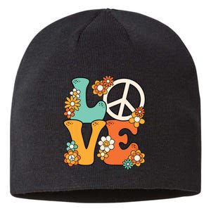 Peace Sign Love 60s 70s Costume Groovy Hippie Theme Party Sustainable Beanie