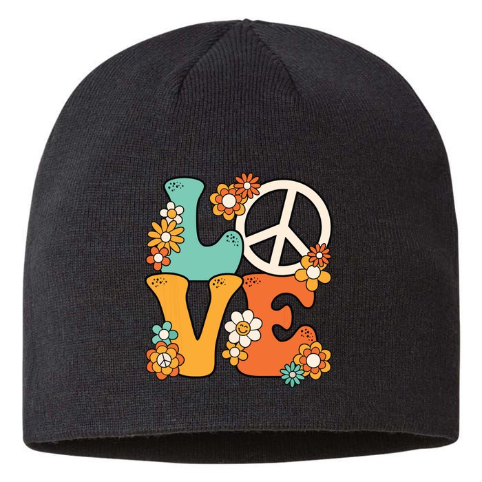 Peace Sign Love 60s 70s Costume Groovy Hippie Theme Party Sustainable Beanie