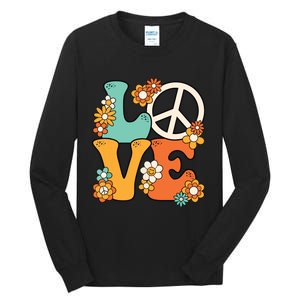 Peace Sign Love 60s 70s Costume Groovy Hippie Theme Party Tall Long Sleeve T-Shirt