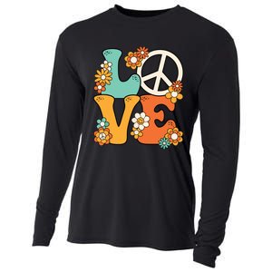 Peace Sign Love 60s 70s Costume Groovy Hippie Theme Party Cooling Performance Long Sleeve Crew