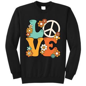 Peace Sign Love 60s 70s Costume Groovy Hippie Theme Party Tall Sweatshirt