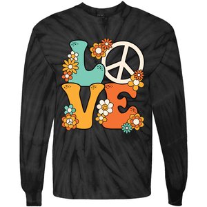 Peace Sign Love 60s 70s Costume Groovy Hippie Theme Party Tie-Dye Long Sleeve Shirt