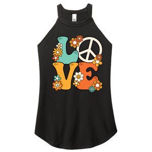 Peace Sign Love 60s 70s Costume Groovy Hippie Theme Party Women's Perfect Tri Rocker Tank