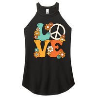 Peace Sign Love 60s 70s Costume Groovy Hippie Theme Party Women's Perfect Tri Rocker Tank