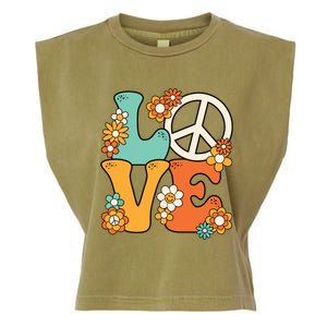 Peace Sign Love 60s 70s Costume Groovy Hippie Theme Party Garment-Dyed Women's Muscle Tee