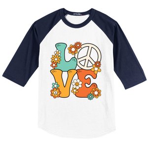 Peace Sign Love 60s 70s Costume Groovy Hippie Theme Party Baseball Sleeve Shirt