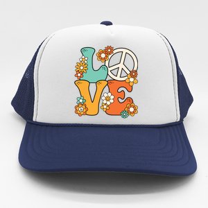 Peace Sign Love 60s 70s Costume Groovy Hippie Theme Party Trucker Hat