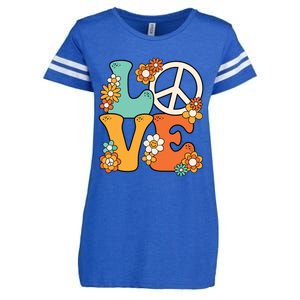 Peace Sign Love 60s 70s Costume Groovy Hippie Theme Party Enza Ladies Jersey Football T-Shirt