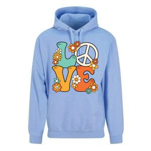 Peace Sign Love 60s 70s Costume Groovy Hippie Theme Party Unisex Surf Hoodie