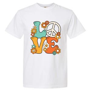 Peace Sign Love 60s 70s Costume Groovy Hippie Theme Party Garment-Dyed Heavyweight T-Shirt