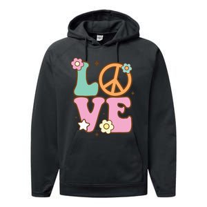 Peace Sign Love 60s 70s Costume Groovy Hippie Theme Party Performance Fleece Hoodie