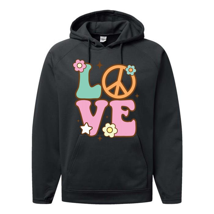 Peace Sign Love 60s 70s Costume Groovy Hippie Theme Party Performance Fleece Hoodie